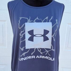 Under Armour, large cut out arms, sleeveless, blue, women’s tank top, size L.